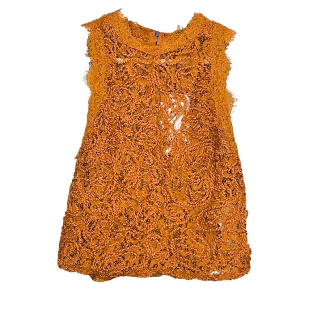 Zara Trafaluc Burnt Orange Lace Sleeveless Top